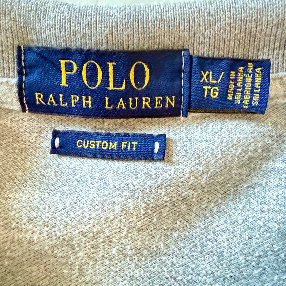 Polo Ralph Lauren USA Flag Polo Shirt XL Custom Fit Athletic V-Fit Gray - Picture 12 of 13